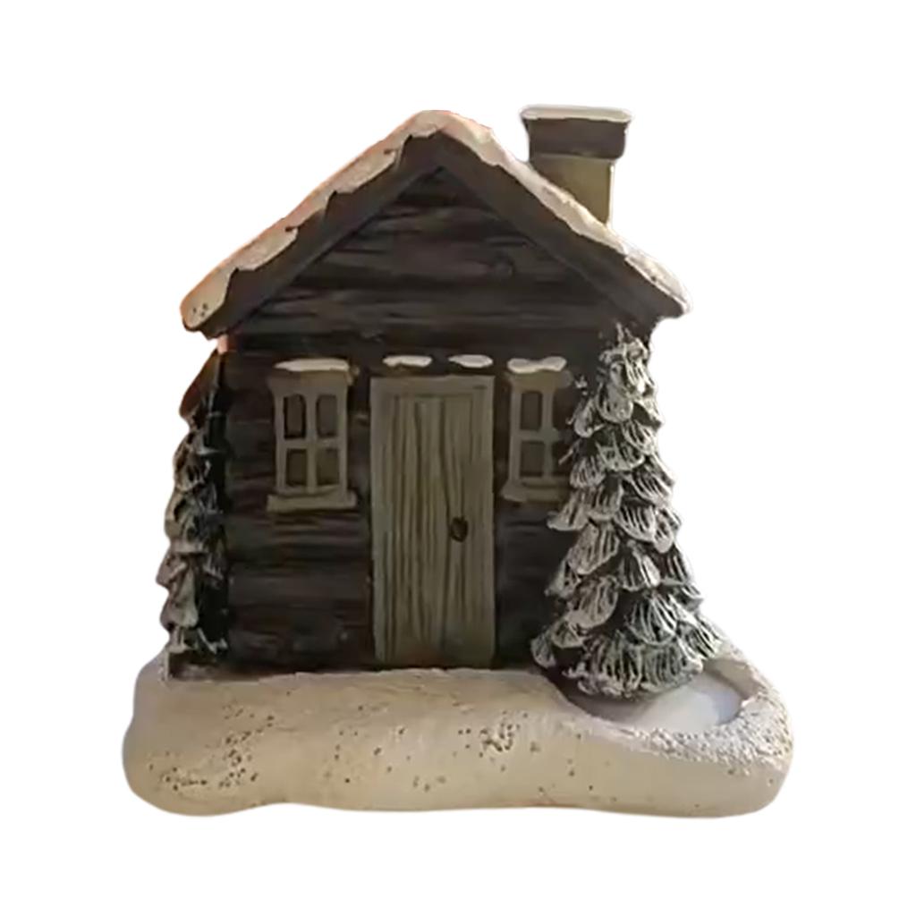 Ceramic Log Cabin Chimney Incense Burner Fragrance Stick Holder for Festive Christmas Decoration