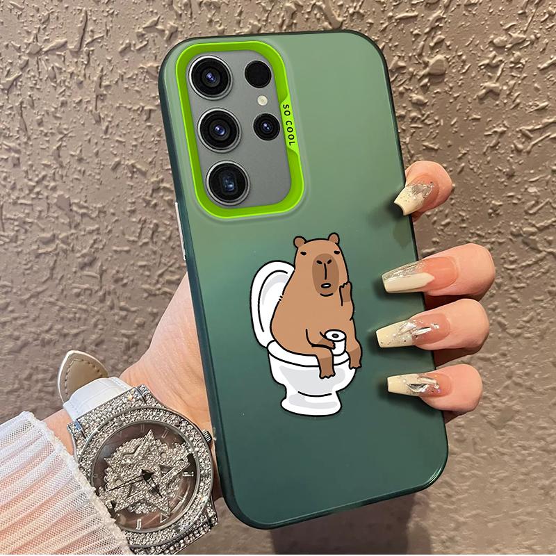 Capybara Sitting Toilet Frosted Case for Samsung Galaxy S25 S24 S23 S22 Ultra S21 Plus S20 FE A73 A72 A71 A56 A55 A54 Hard Cover