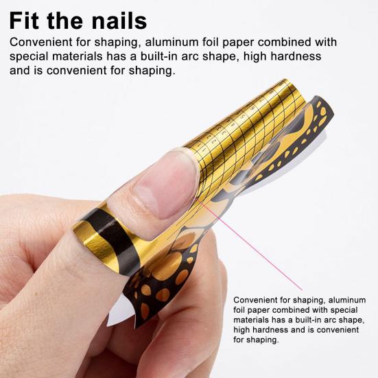 Yousheng 100Pcs Professional Long Nail Forms Acrylic Nail Paper Forms Easy To Use Thick Nail Extension Forms Manicure Tools