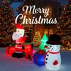 8.8FT LED Inflatable Xmas Yard Decor Set Santa Snowman Train Tree Xmas Decorations Holiday Supplies Home Ornaments Gifts Toy