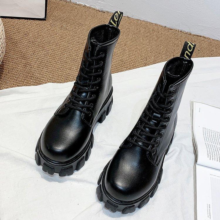 Черные ботинки Martin на платформе женские модные короткие ботинки в британском стиле осень-зима новые модные ботинки красивые локомотивные ботинки