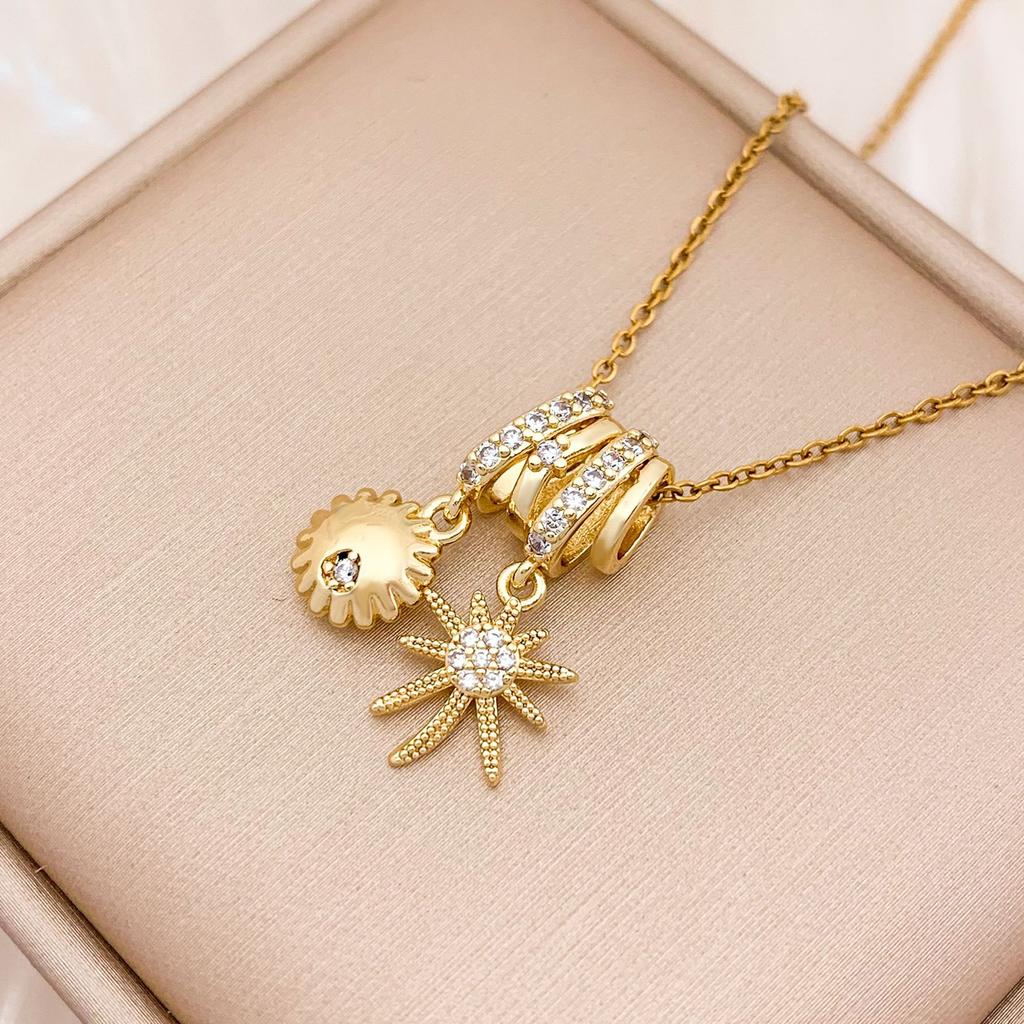 Necklace Copper Plated 18k Gold Explosive Love Necklace Aurora Sparkle Zircon Fashion Versatile Clavicle Chain Accessories