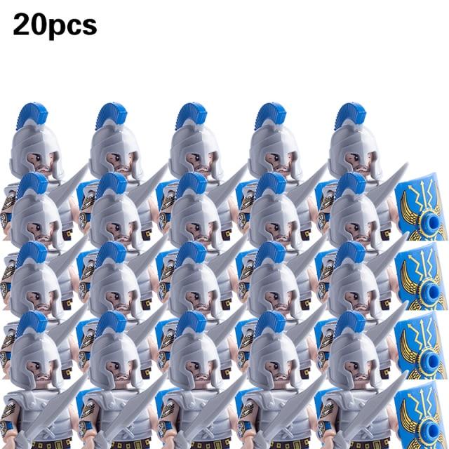 Средневековые военные наборы, фигурки, строительные блоки, шлемы, детали солдата, рыцарское оружие, римский меч, аксессуары, игрушки для детей