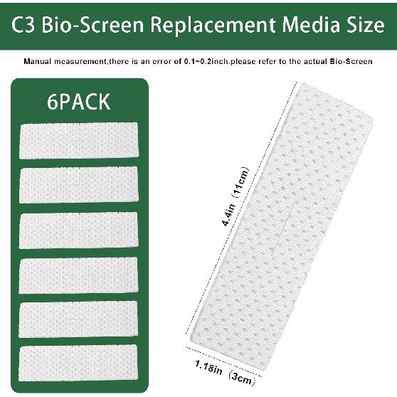 Bio-Screen for Fluval C3 Power Filter, Replacement Aquarium Filter Media, 6PCS Bio Foam Replacement Set, Filter Media for Freshwater & Saltwater