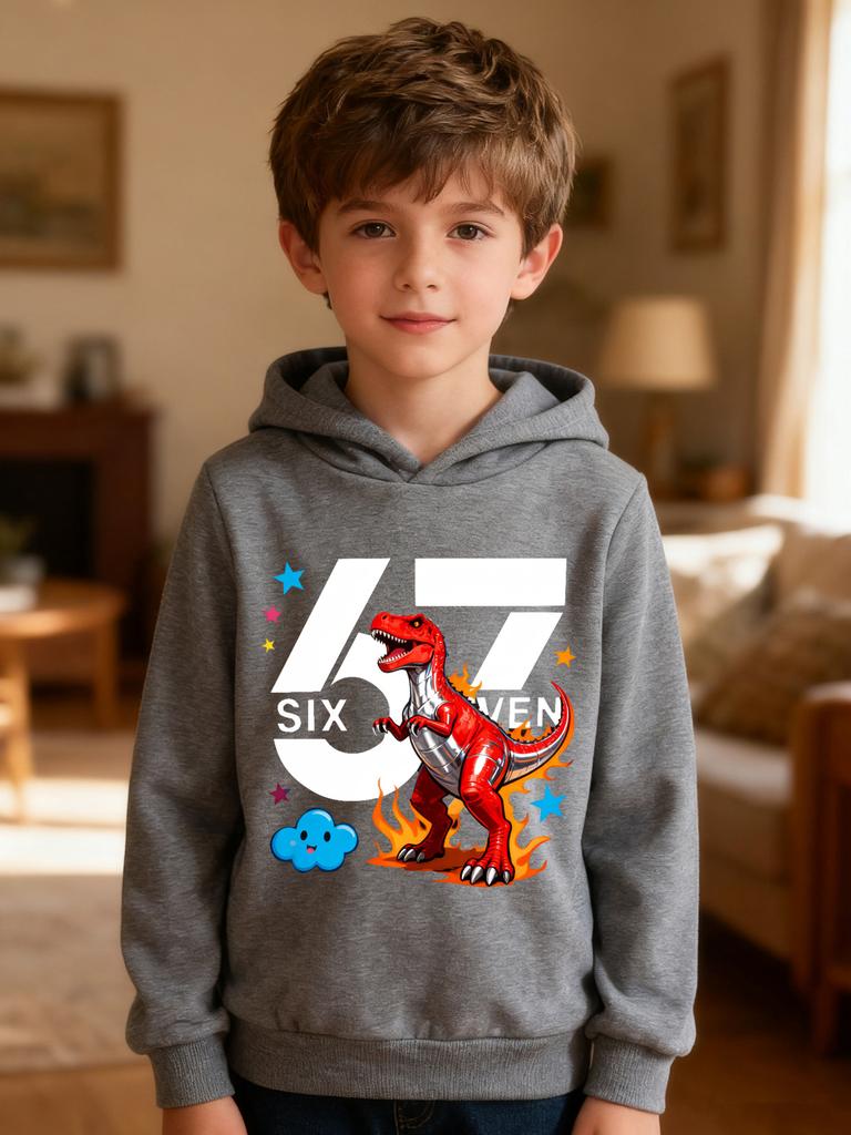 Stylish Hoodie/Sweatshirt for Boys and Girls – Dinosaur 67 Cartoon Print – Great for Cool Boys