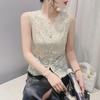 Женский кружевной топ без рукавов с V-образным вырезом в китайском стиле, облегающий