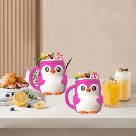 Держатель для пинты мороженого, 3D-печать, Пингвин, Уют для пинты мороженого с ручкой и ложкой, Непромокаемый уют для эскимо, Рукав для стакана/банки для пива