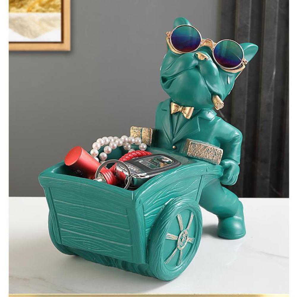 1 шт. Французский бульдог в стиле бохо в очках, фигурка тачки, полимерная скульптура, настольный декор для дома, гостиной, бара, кафе, праздника, Рождества,