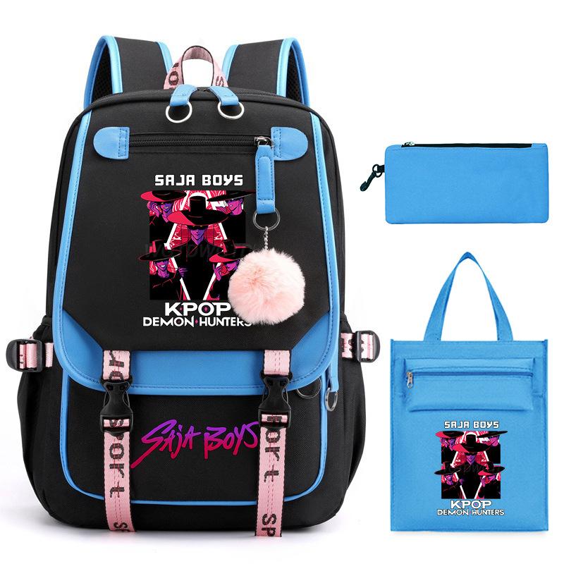 K-Pop Anime Cartoon Printing Casual Student Backpack Shoulder Bag Pencil Case Three-Piece Set