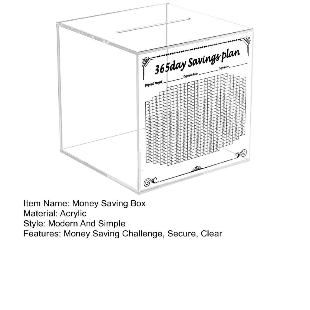 Прозрачная акриловая копилка Yousheng, небьющаяся копилка, 365 дней, накопительная копилка, вызов на сбережения, коробка должна сломаться, чтобы открыть копилку, чтобы сэкономить 10 тыс.
