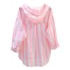 Рубашка в розовую вертикальную полоску, женская свободная куртка с капюшоном, солнцезащитный крем, тонкая хлопковая рубашка, кардиган с длинными рукавами, удобная женская одежда