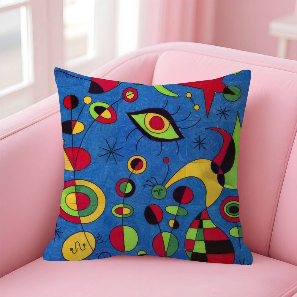 Classic Painter Joan Miro Double-Sided Printed Pillow Cover Short Plush Suitable Living Rooms Bedrooms Sofas Throw Cushion Cover