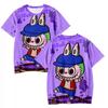 Футболки с 3D-принтом Labubu для детей, мультяшные футболки для мальчиков и девочек, парные футболки с коротким рукавом, детские футболки в одном стиле для родителей и детей