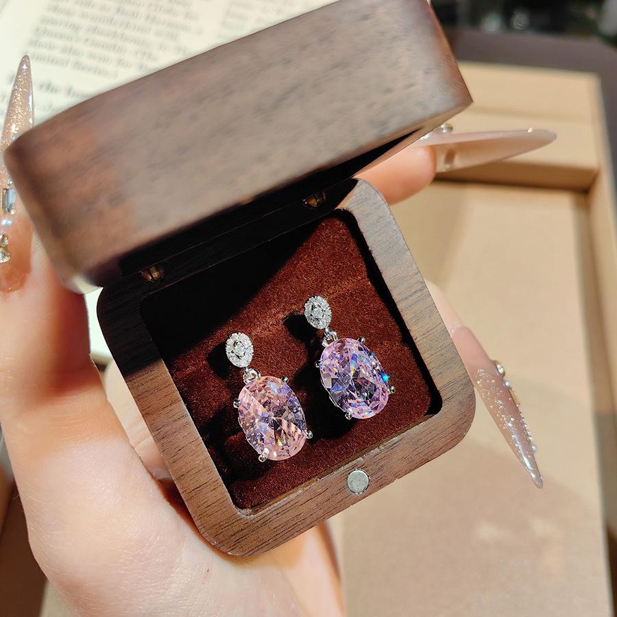 Дизайн тяжелой промышленности высокого класса Реалистичный королевский синий набор Роскошный кулон с бриллиантами Открытое кольцо Цветные серьги с розовыми бриллиантами