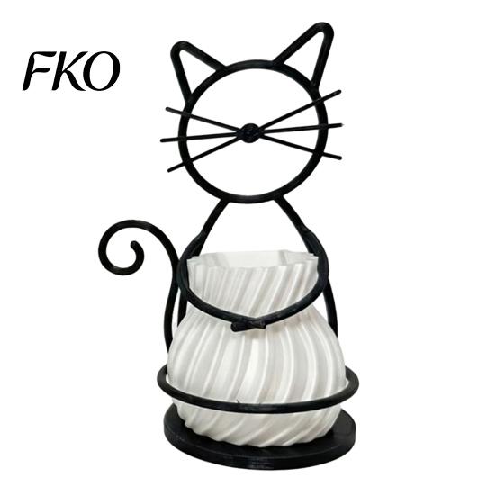 Textured Flower Pots Cat Pot Holder, Multifunctional Desktop Vase Pen Organizer for Compact Cup Small Plants, Minimalist Stand with Pots,