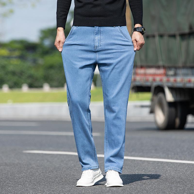 Обычные мужские джинсовые деловые модные брендовые модные свободные прямые джинсы эластичные мужские стильные