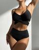 Sexy Women's Swimsuit Black Back Tie High Waist Bikini Set Beachwear Bathing Suits