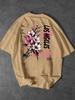 American Unisexs Summer Fashion Los Angeles Letter Cherry Blossom Print Soft And Breathable Round Neck Tshirt Outdoor Casual Top