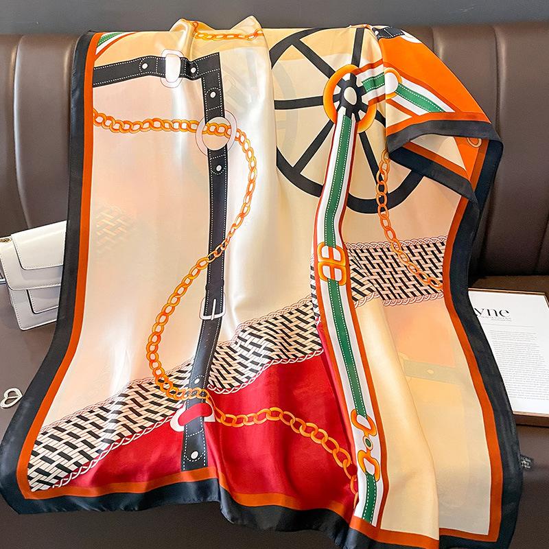 New Summer Fashion Sunscreen with Shawl On The Outside Geometric High-quality Silk Scarf Neck Protection and Warm Air Conditioning Blanket
