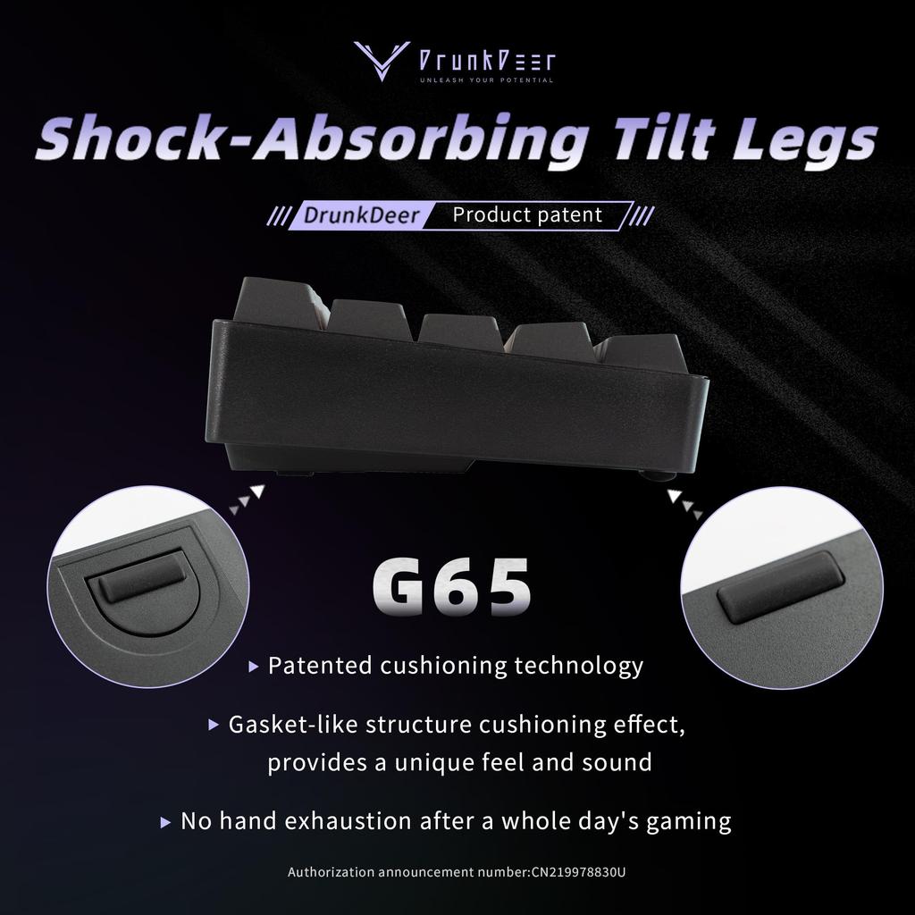 DrunkDeer G65 eSports Gaming Rapid Trigger Keyboard Hall Effect Switches Magnetic Switches Last Win Release Dual Trigger Modes Adjustable Gray