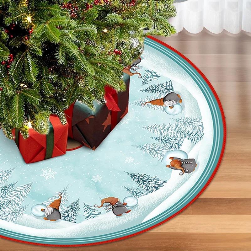 Юбка для рождественской елки круглая большого размера с различными узорами: Санта, олень, снежинка. Для рождественского украшения дома.