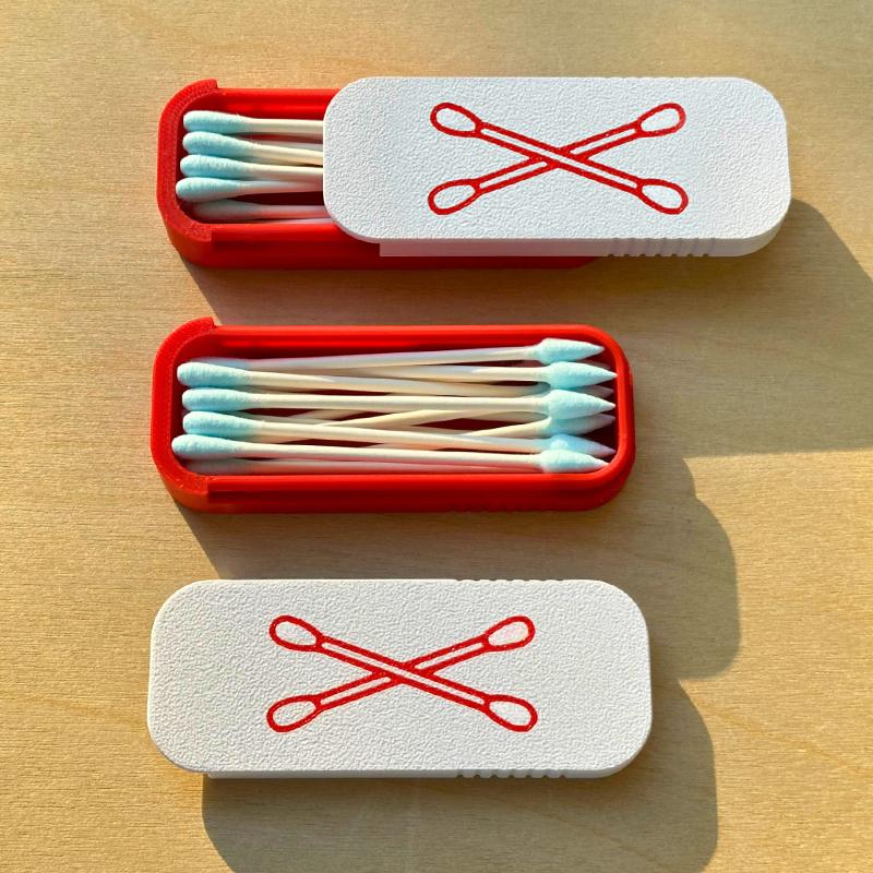 1pc Mini Sliding Cotton Swab Storage Box Portable Swab Case For Travel And Daily Use Multi-Compartment Dust-Proof Keeps Clean