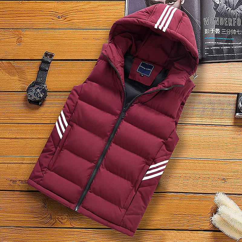 Осенне-зимний мужской толстый теплый однотонный повседневный жилет с капюшоном Мужской хлопковый жилет
