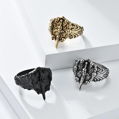 Европейский и американский ретро стиль Череп Святой Меч Титановая сталь Кольцо Мужское Персонализированная Мода Темная Нержавеющая сталь