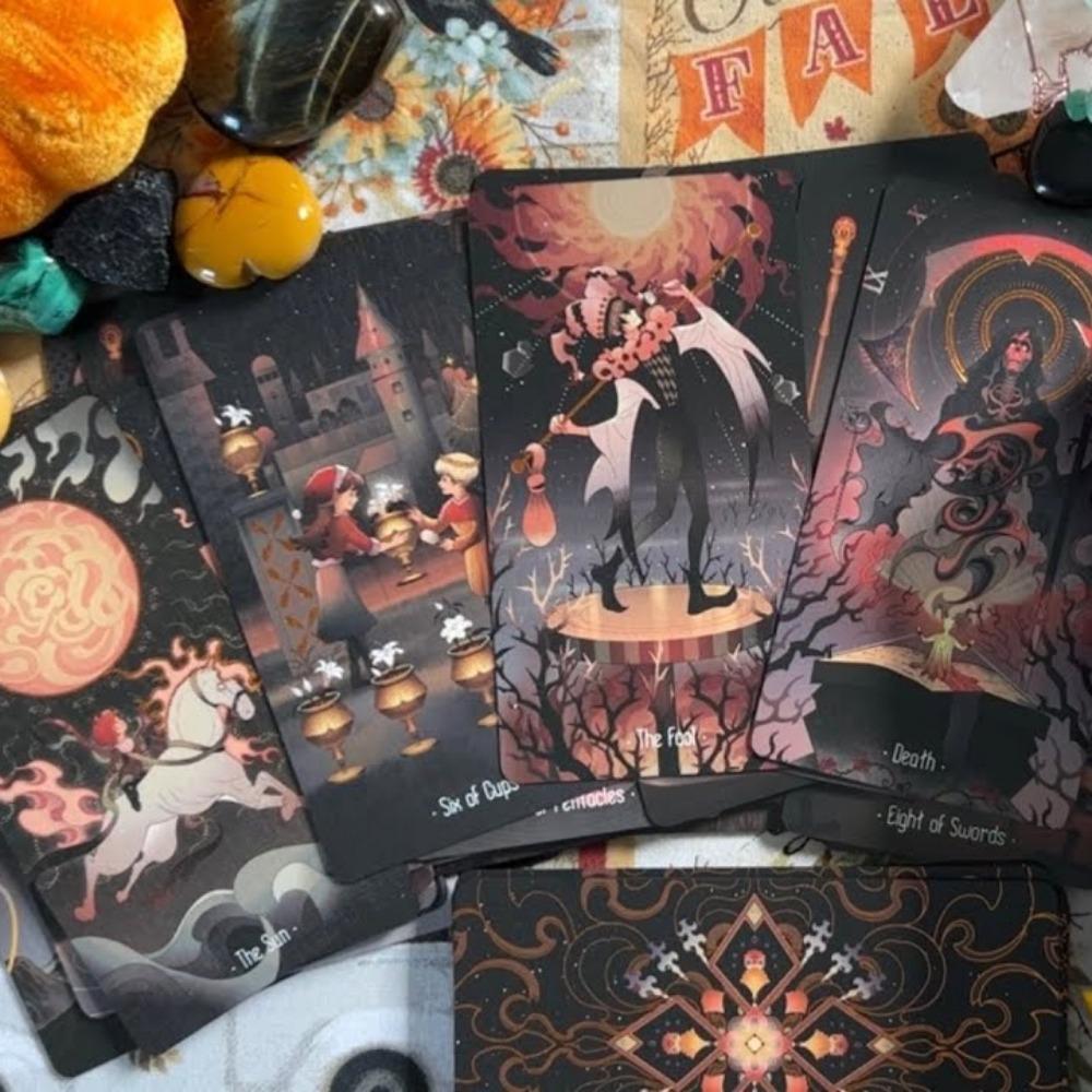 Звезды, освещающие ночь, 10,3*6 см, ОБЫЧНЫЕ, яркие, в азиатском стиле, мультяшная колода, нежная линия искусства, 78 шт., уникальные инди-карты Таро для начинающих