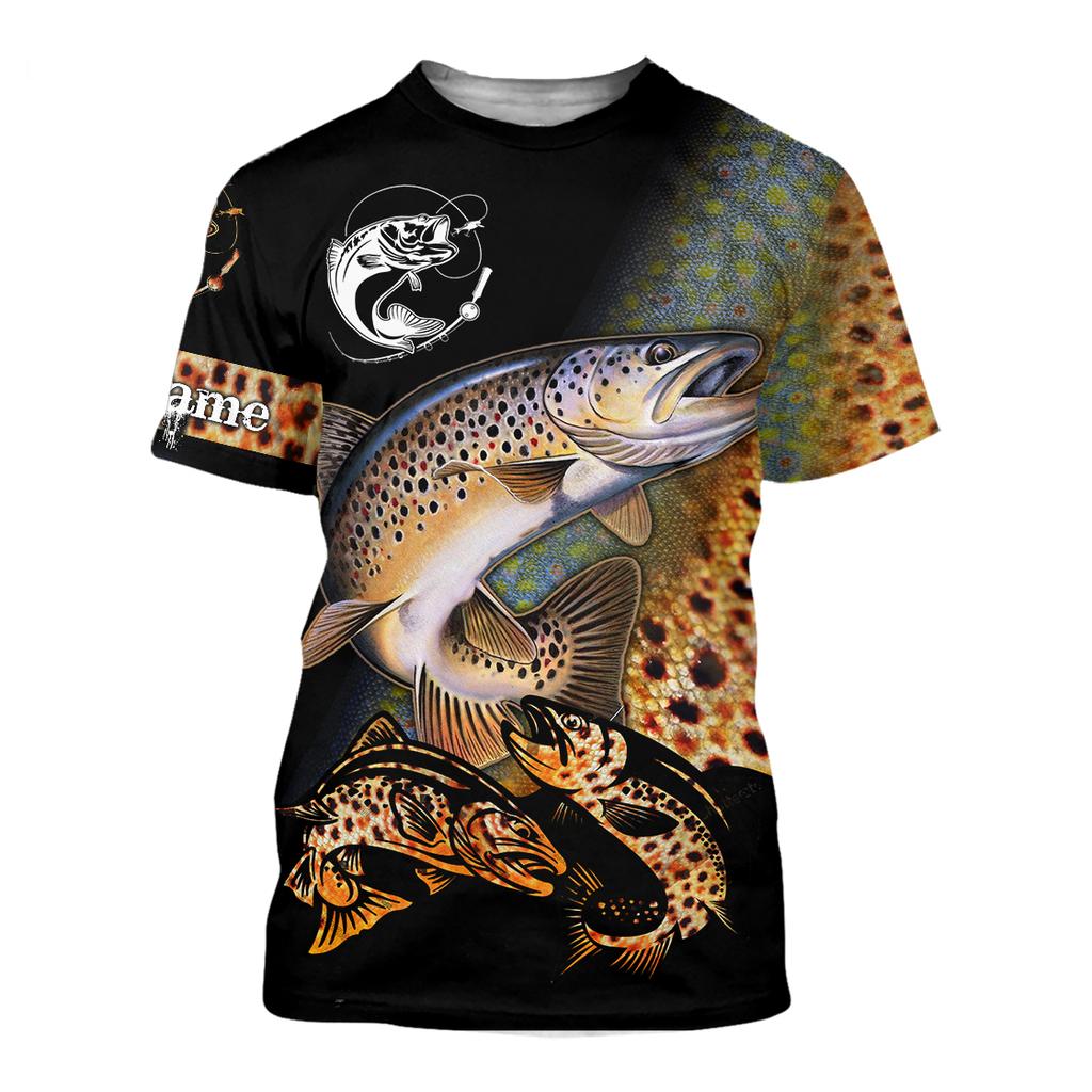 Men's Summer T-shirt Brook Trout Fishing 3D Printed Harajuku Casual Short Sleeve T-shirt Unisex Neutral Outdoor Quick Drying Top