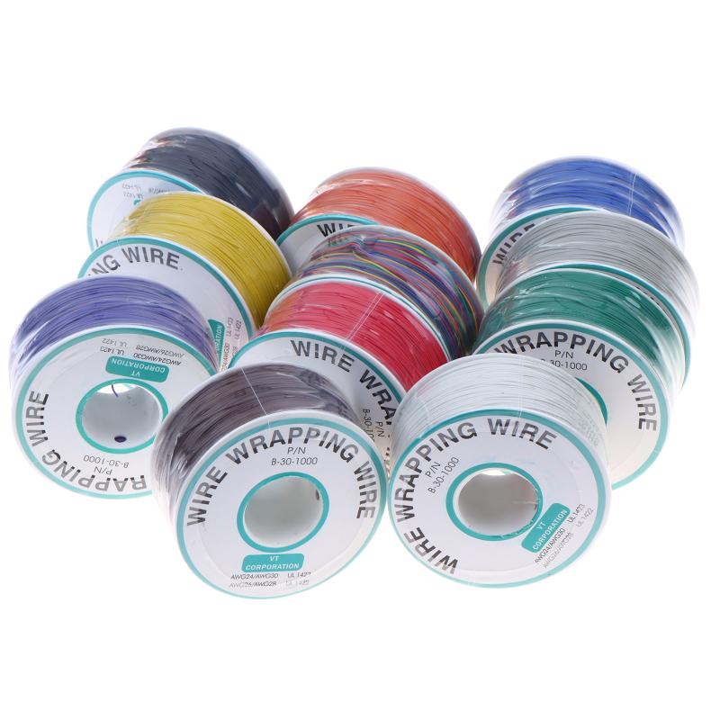 11 Colors 250M 30Awg Wire Wrapping Wire B-30-1000 Ul1423 Tinned Copper Solid Pvc Jumper Insulation Cable Ok Wire