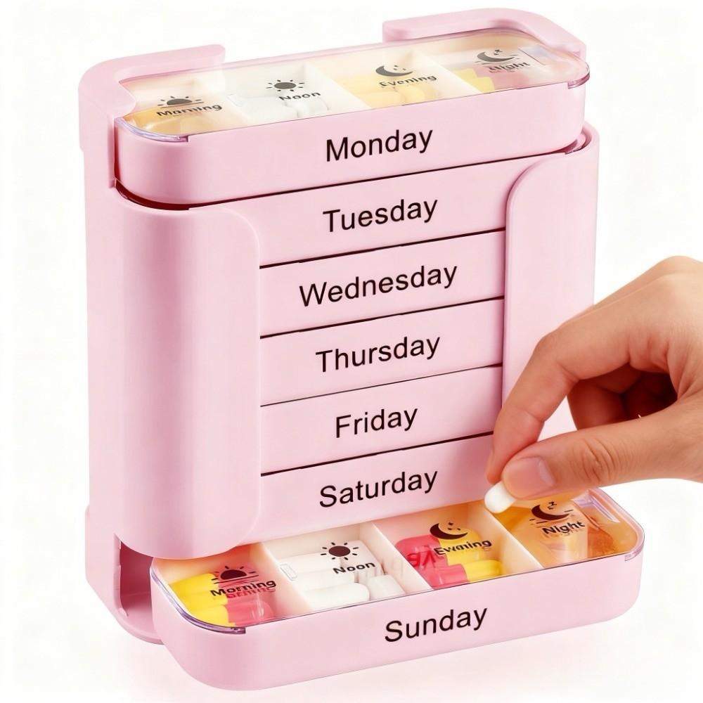 Еженедельный органайзер для таблеток с 28 ячейками, большой вместимости, дорожный футляр для таблеток, портативная 7-дневная таблетница, уход за пожилыми людьми