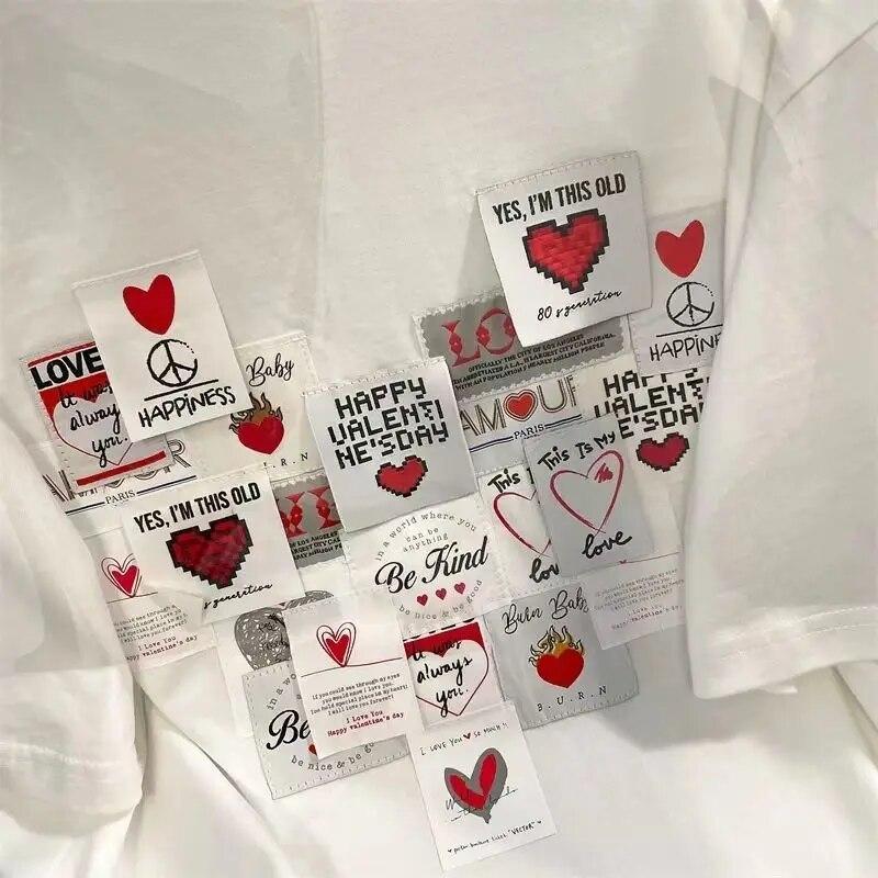 Белая футболка с короткими рукавами и удобной наклейкой Love, свободные винтажные женские футболки, летний топ с круглым вырезом для пар