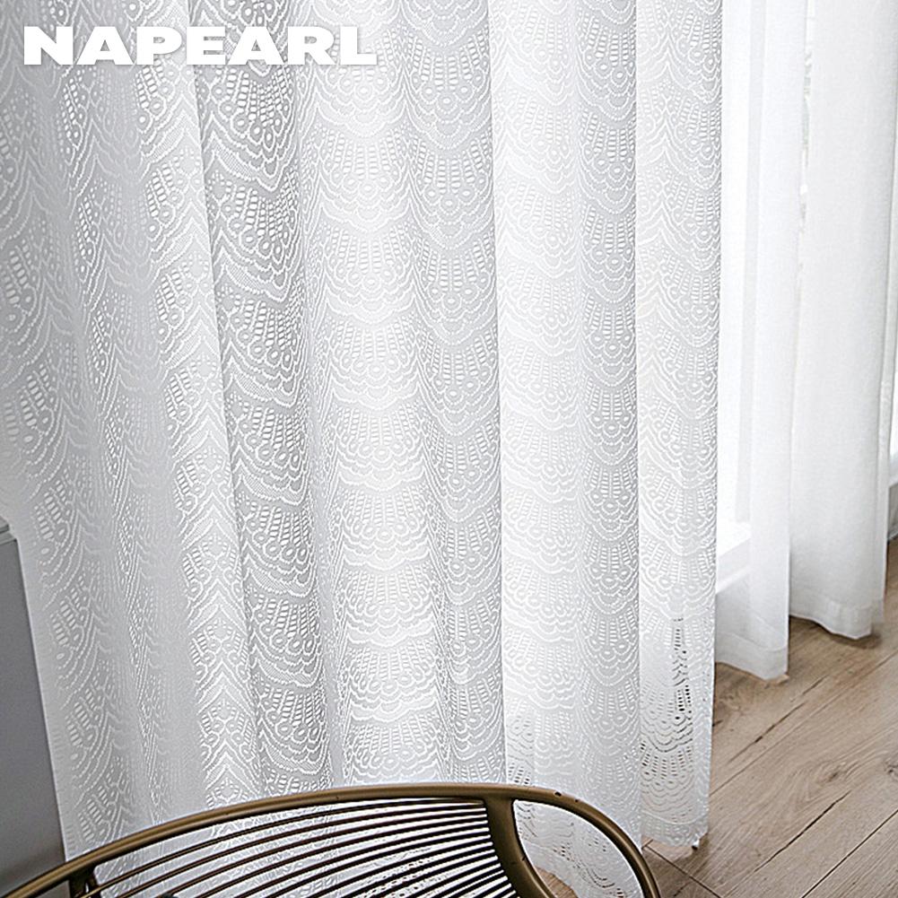 1 шт. NAPEARL 10-20% затемнение французский стиль простой романтический кружевной основы вязаный чистый белый газовый занавес для гостиной спальни балкона домашний декор