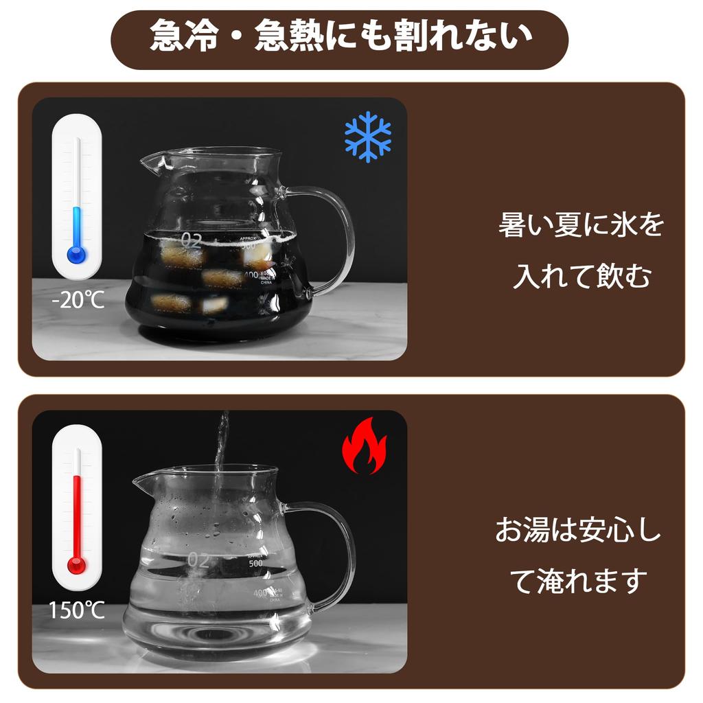 FGIUKC Coffee Glass with Plastic 600ml Capacity with Serves Coffee Drip Equipment with Lid and Glass Hand Drip Coffee Server for Cafes and Coffee