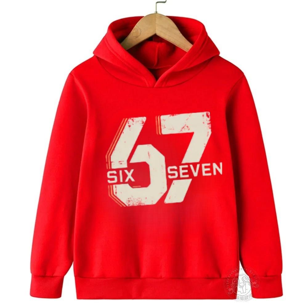 Spring Autumn Unisex Graphic Fun 67 Men's Hooded Pullover Sweater Long-sleeved Stylish Street Style Long-sleeved Women Clothing Top