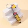 Creative Cartoon Pencil Keychains Wooden Colorful Pencil Heart-shaped Tag Keychains Present for Students Teachers