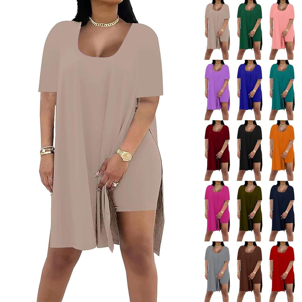 Fashion Ladies Summer Solid Color Loose Short-sleeved Pants Two-piece Suit