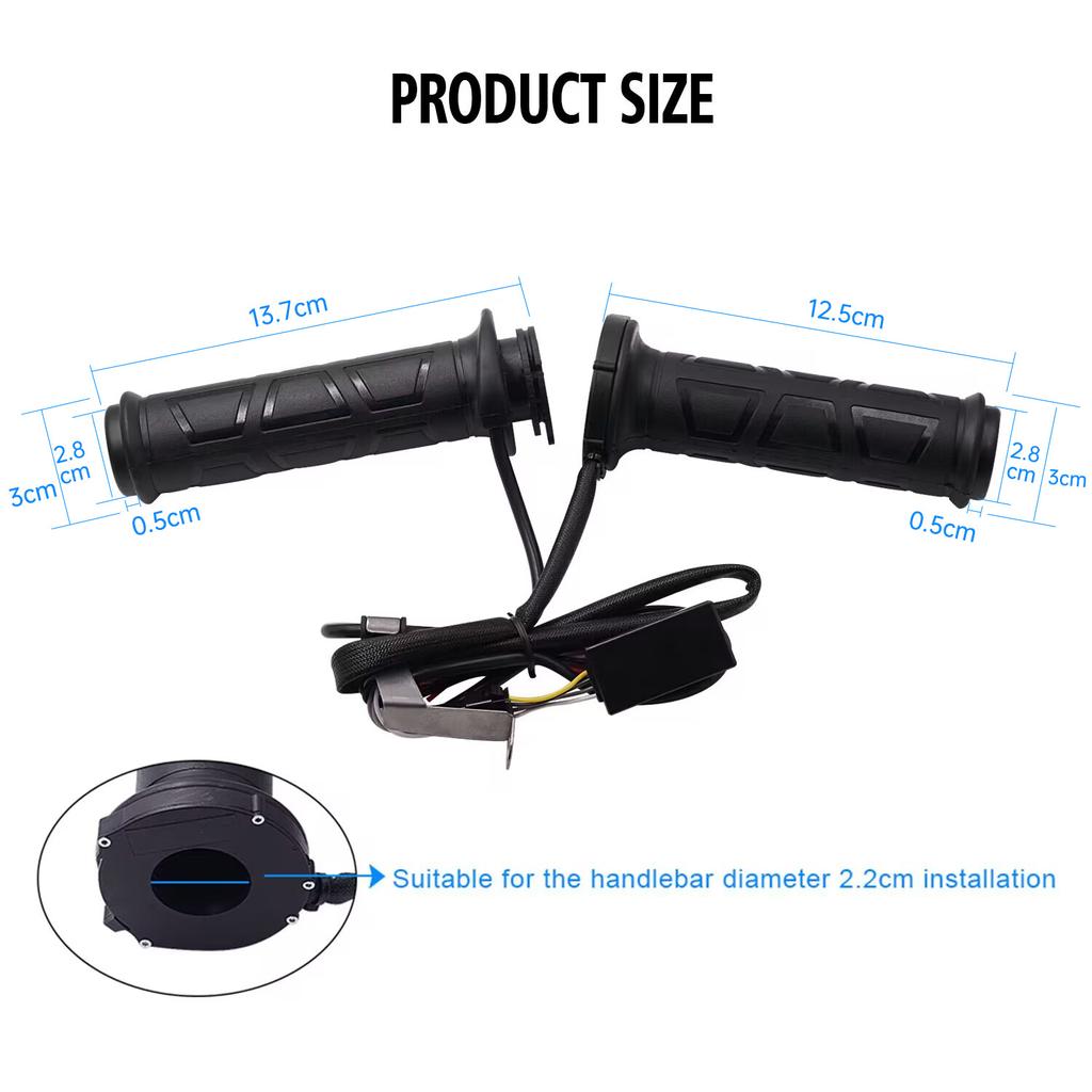 Универсальные рукоятки для мотоцикла с подогревом 70°C 22 мм — регулируемая температура с герметичной конструкцией