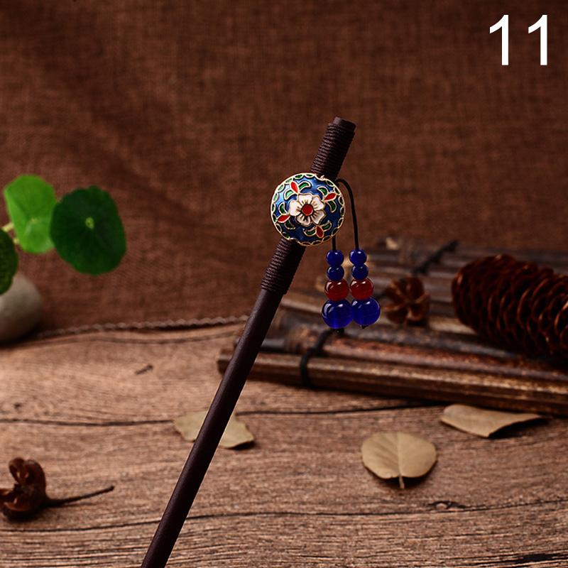 Новые Роскошные Заколки для Волос с Цветами Ручной Работы, Винтажные Деревянные Китайские Заколки-Шпильки для Волос для Женщин, Украшения для Волос, Головные Украшения