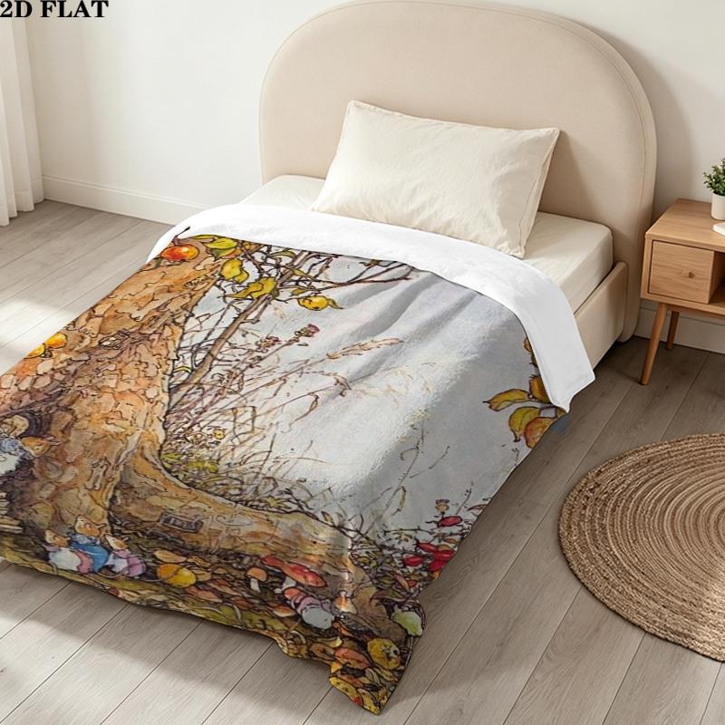 Brambly Hedge Print Flannel Blanket, High quality Comfortable for All Seasons, Home Decor, Warmth and Comfort, Perfect for Christmas Gifts
