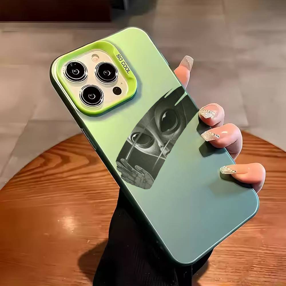 Funny Space UFO Alien Thing Phone Case For iPhone 17,16,15,14,13,12,11,Pro Max,Plus Candy Silver Cover