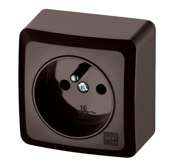Berg Single Socket N/T 2P+E 16A Brown 3733-05