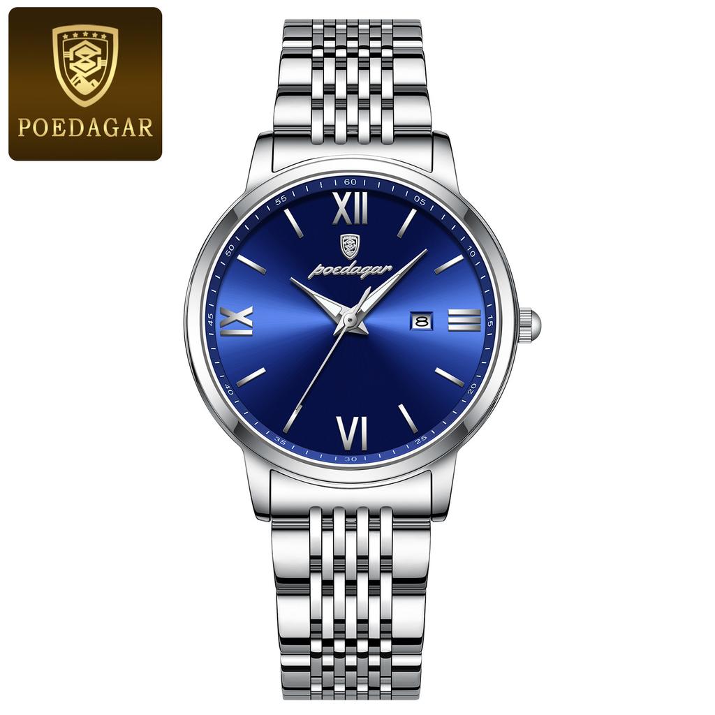 POEDAGAR Luxury Watch For Woman Elegant Waterproof Luminous Date Quartz Ladies Wristwatch Gold Stainless Steel Women Watches