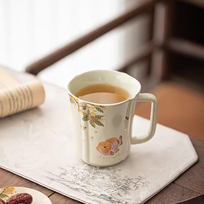 Растительная зола Рыба с большой головой Большая вместимость Чашка для питья воды и чая Керамическая кофейная чашка Домашняя мастер-чашка Офисная чашка для чая