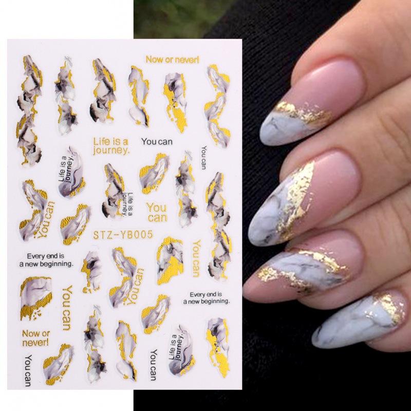 Fashion Marbling Pattern 3D Nail Art Decal Summer Gel Polish Sticker Geometry Manicure Decoration