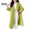Fall Winter Women Overcoat Turn Down Collar Long Sleeve Open Stitch Pockets Loose Mid Length Solid Color Soft Warm Thick Lady Mid Calf Length Coat