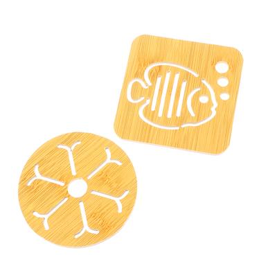 1шт бамбуковая деревянная подставка с толстой противоожоговой изоляцией и нескользящим ковриком для чаши