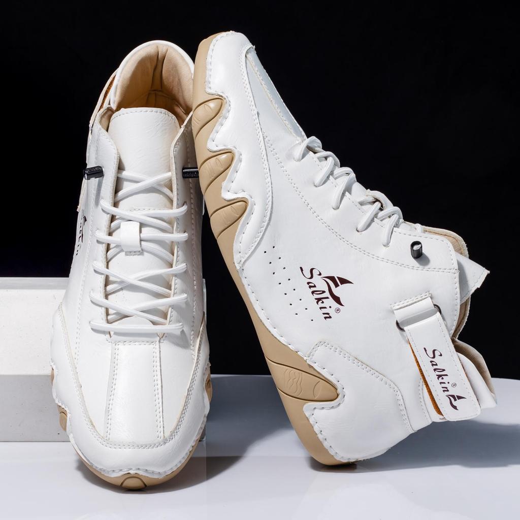 Men' Hand-stitching Split Leather Shoes Loafers Comfortable Ankle Boots For Men Casual Shoes Moccasins Man Flats Shoes