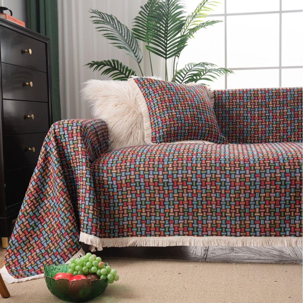 Jacquard Sofa Towel Monet Oil Painting Fringed Four-season Universal Full Cover All-inclusive Universal Cover Blanket Sofa Cover